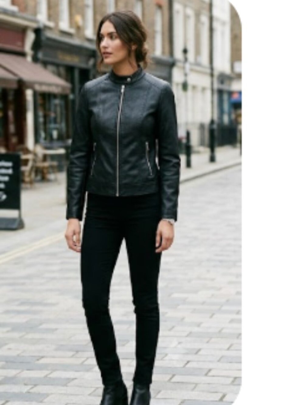 GUESS Black Faux Leather Racer Jacket X Large